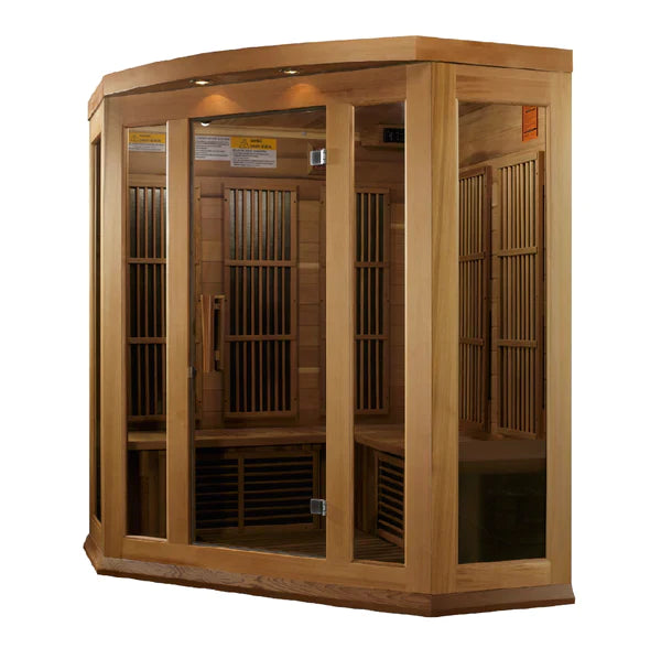 Maxxus 3 Person Low EMF FAR Corner Infrared Sauna (Canadian Red Cedar) INFRARED SAUNA Maxxus Saunas