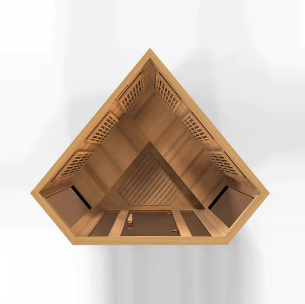 Maxxus 3 Person Low EMF FAR Corner Infrared Sauna (Canadian Red Cedar) INFRARED SAUNA Maxxus Saunas