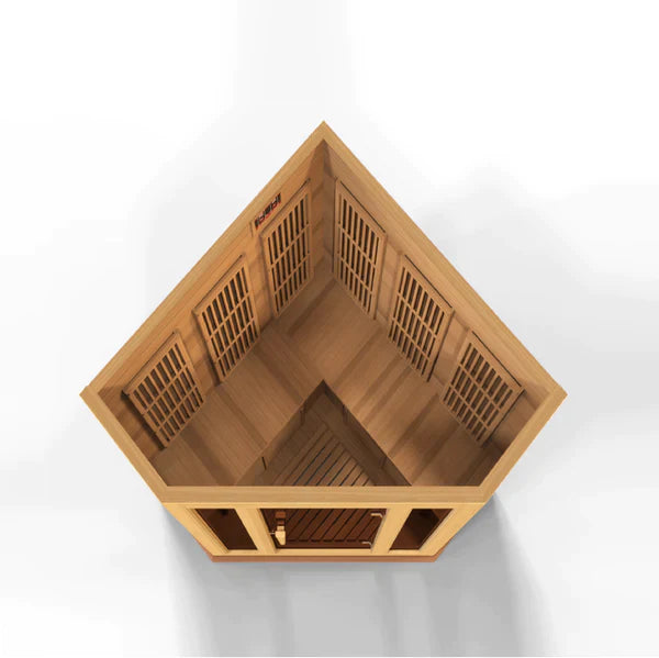 Maxxus 3 Person Low EMF FAR Corner Infrared Sauna (Canadian Red Cedar) INFRARED SAUNA Maxxus Saunas