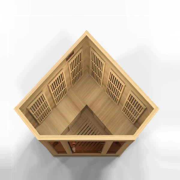 Maxxus 3 Person Low EMF Corner FAR Infrared Sauna (Natural Canadian Hemlock) INFRARED SAUNA Maxxus Saunas