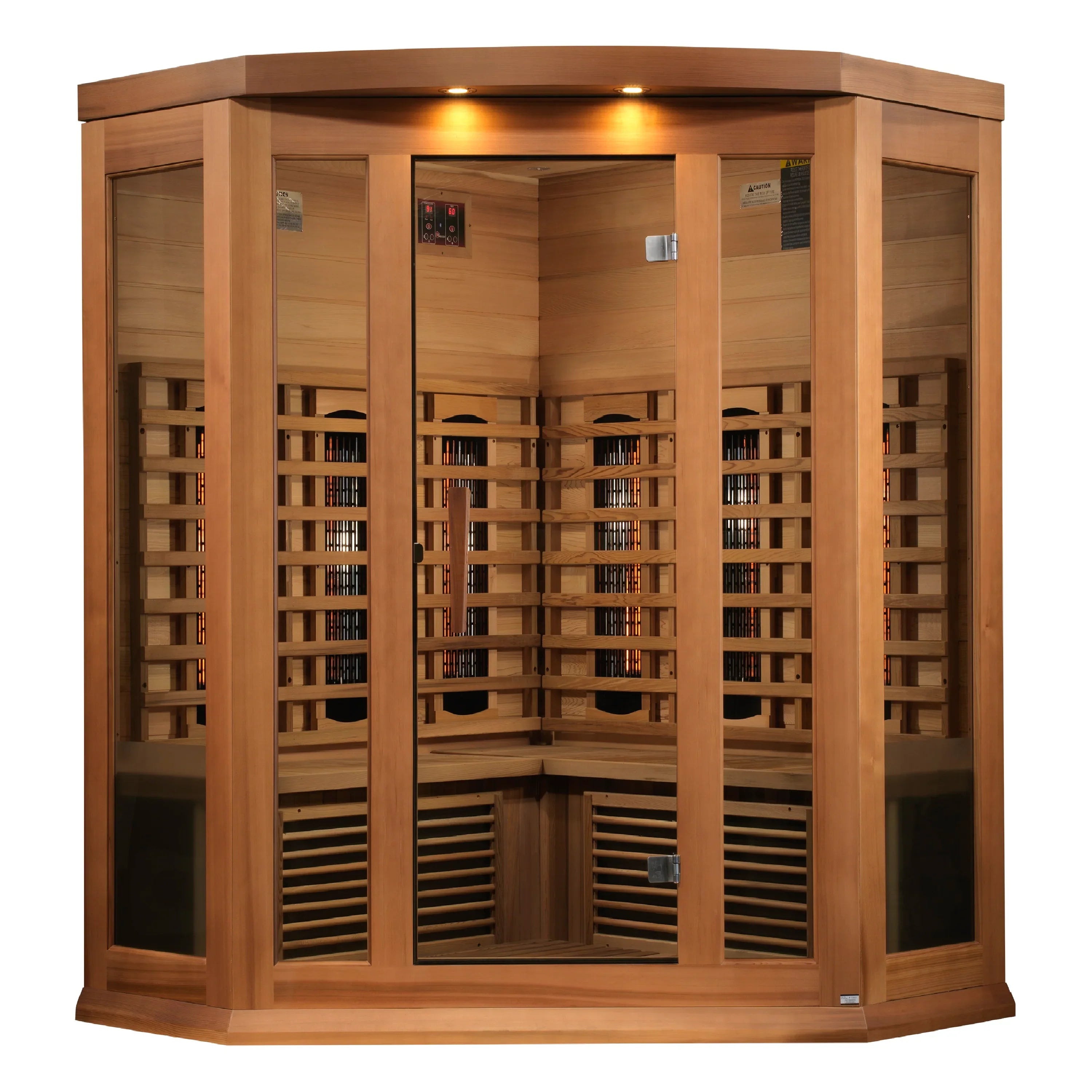 Maxxus 3-Person Corner Full Spectrum Near Zero EMF FAR Infrared Sauna (Canadian Red Cedar) INFRARED SAUNA Maxxus Saunas