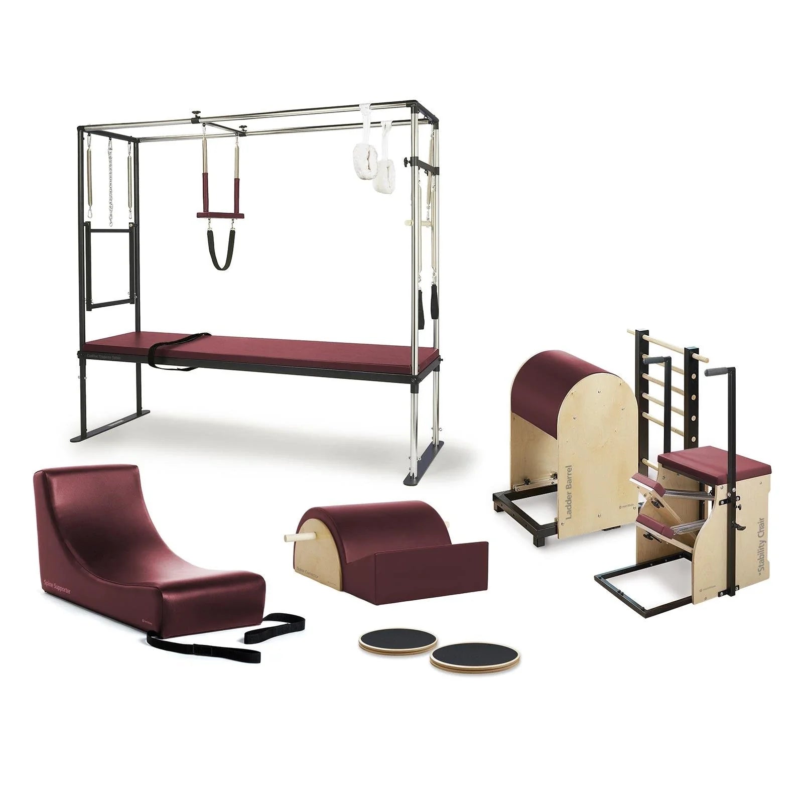 Merrithew™ Pilates Rehab Studio 2 Bundle (Cadillac, Chair, Barrel) Pilates Bundle Merrithew Red Truffle