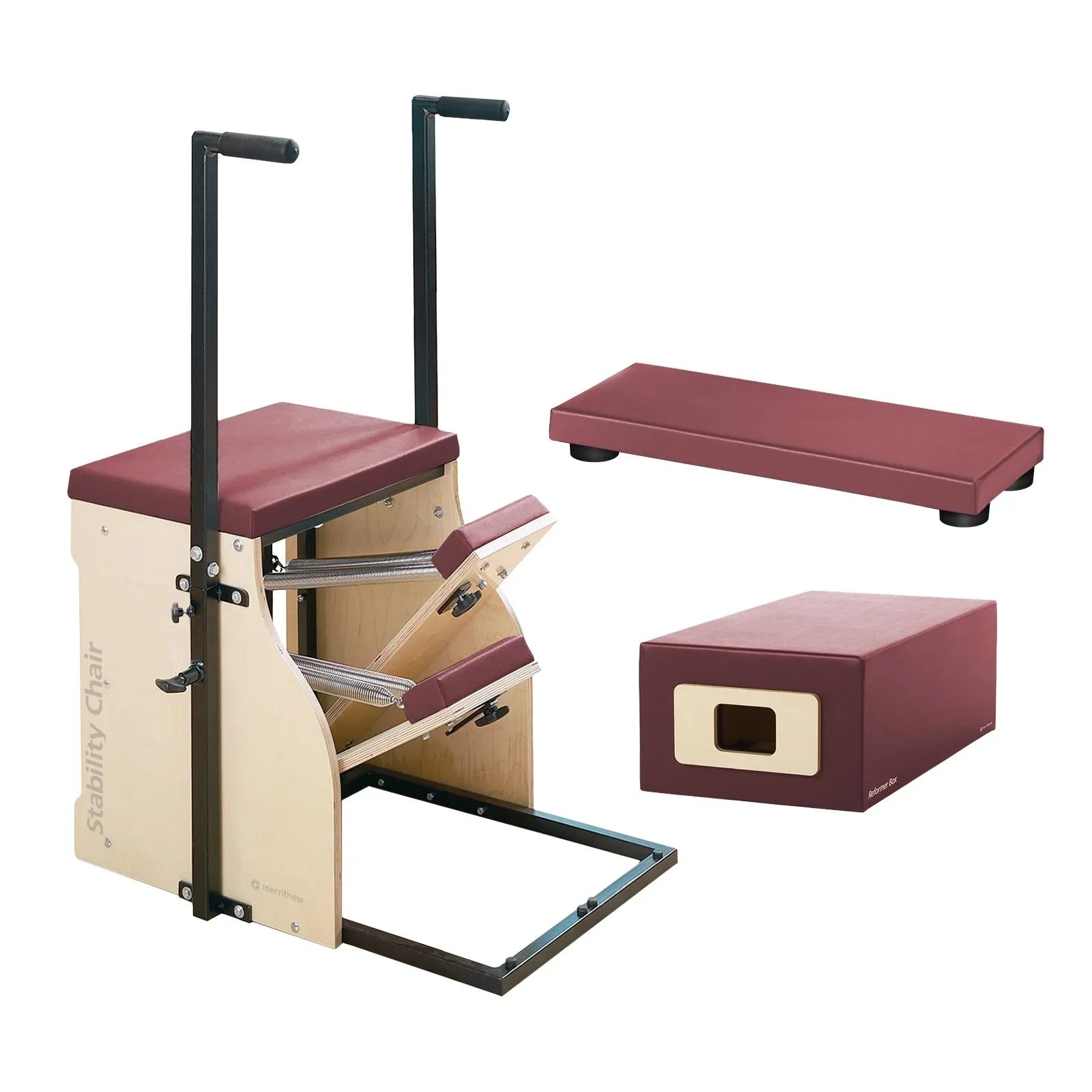 Merrithew™ Pilates Split-Pedal Stability Chair™ Bundle Pilates Chairs Merrithew Red Truffle