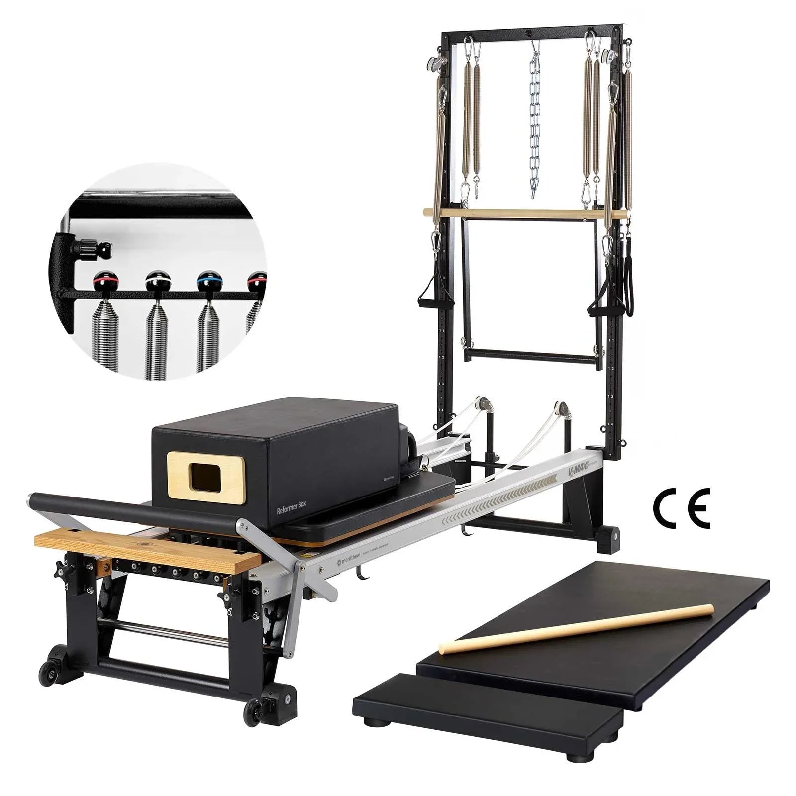 Merrithew™ Pilates V2 Max Plus™ Reformer Bundle with HPGB Pilates Bundle Merrithew Black