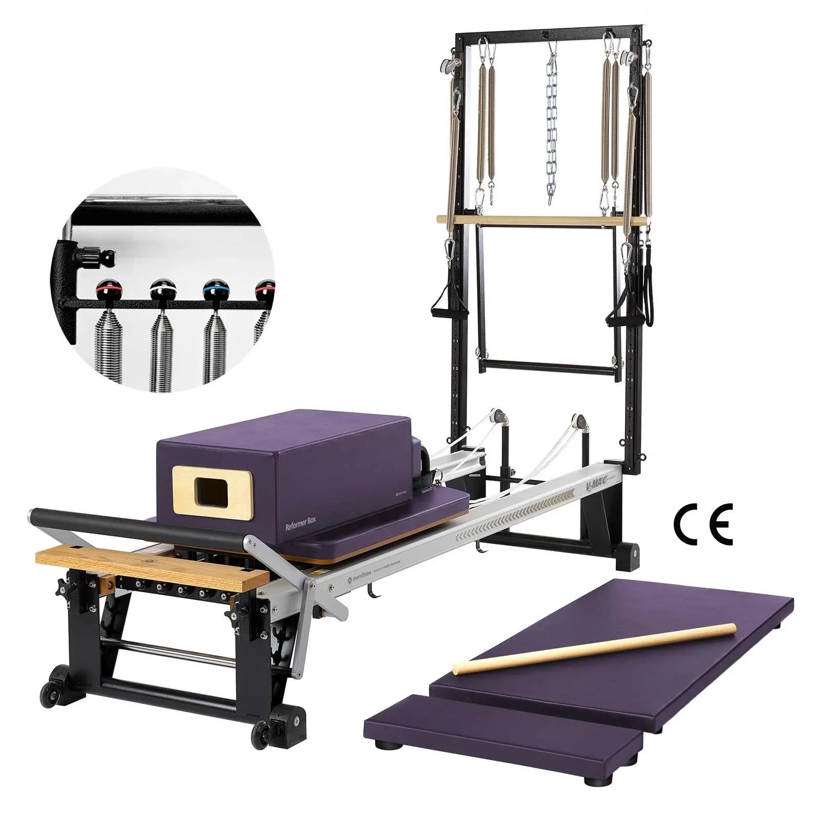 Merrithew™ Pilates V2 Max Plus™ Reformer Bundle with HPGB Pilates Bundle Merrithew Purple Impulse