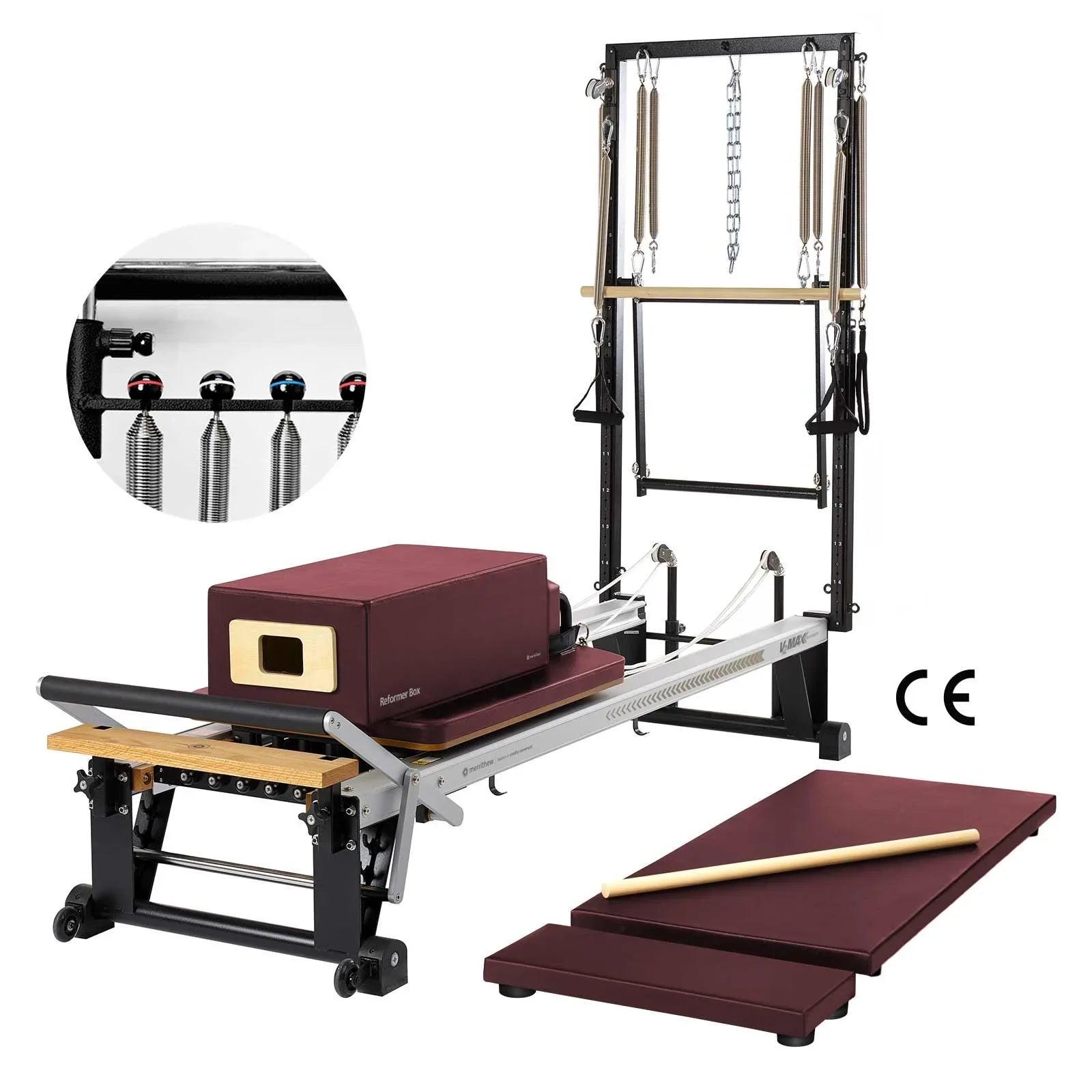 Merrithew™ Pilates V2 Max Plus™ Reformer Bundle with HPGB Pilates Bundle Merrithew Red Truffle