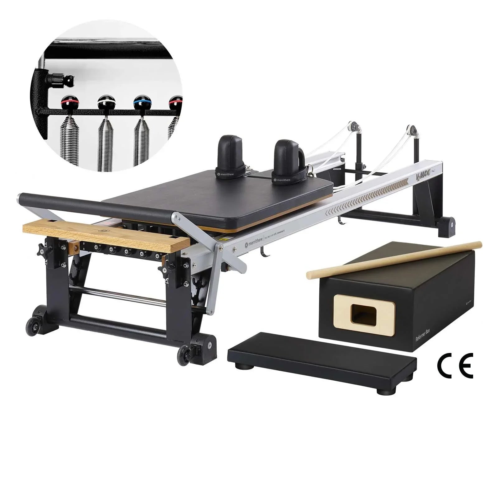 Merrithew™ Pilates V2 Max™ Reformer Bundle with High-Precision Gearbar Pilates Bundle Merrithew Black