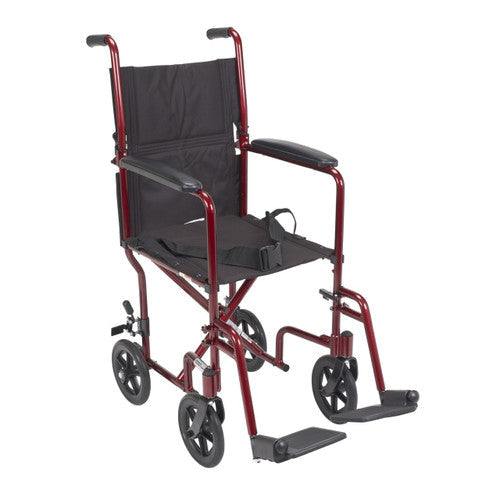 Drive Medical Wheelchair Transport Lightweight Red 17  Drive Medical Default Title