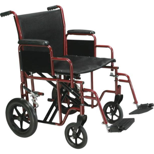 Drive Medical Bariatric Steel Transport Wheelchair 20 Wide Red Drive Medical Default Title