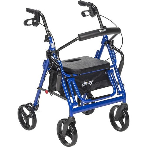 Drive Medical Duet Rollator and Transport Chair Blue Combo Rollators/Wheelchairs Drive Medical Default Title