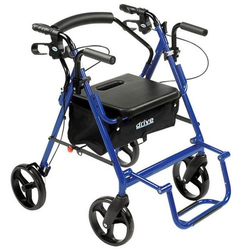 Drive Medical Duet Rollator and Transport Chair Blue Combo Rollators/Wheelchairs Drive Medical