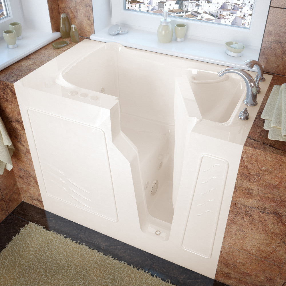 MediTub 2646 Walk-In-Tub 26 x 46 Bathtub Inward Swing Door, Whirpool & Air Jets Add-Ons Walk-in-Tub MediTub Whirlpool Jetted Biscuit Right