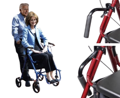 Drive Medical Combination Burgundy Rollator & Transport Wheelchair Drive Medical