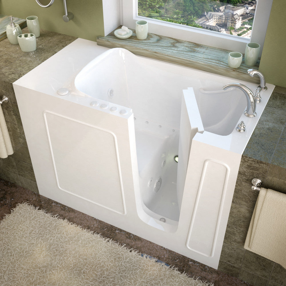 MediTub 2653 Walk-In-Tub 26 x 53 Bathtub, Whirpool & Air Jets Add-Ons Walk-in-Tub MediTub Whirlpool & Air Jetted White Right