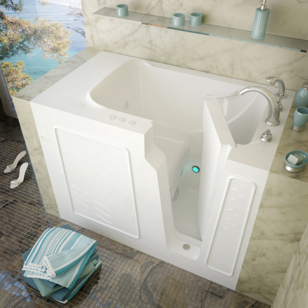 MediTub 2952 Walk-In-Tub 29 x 52 Bathtub, Whirpool & Air Jets Add-Ons Walk-in-Tub MediTub Whirlpool Jetted White Right