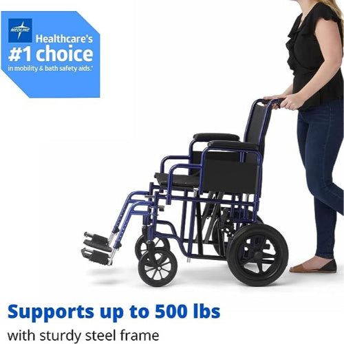 Drive Medical Transport Wheelchair Bariatric 22 Wide Blue Drive Medical