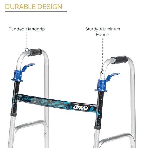 Drive Medical Walker Folding Trigger Release Adult with 5 inch Wheel walking aid Drive Medical