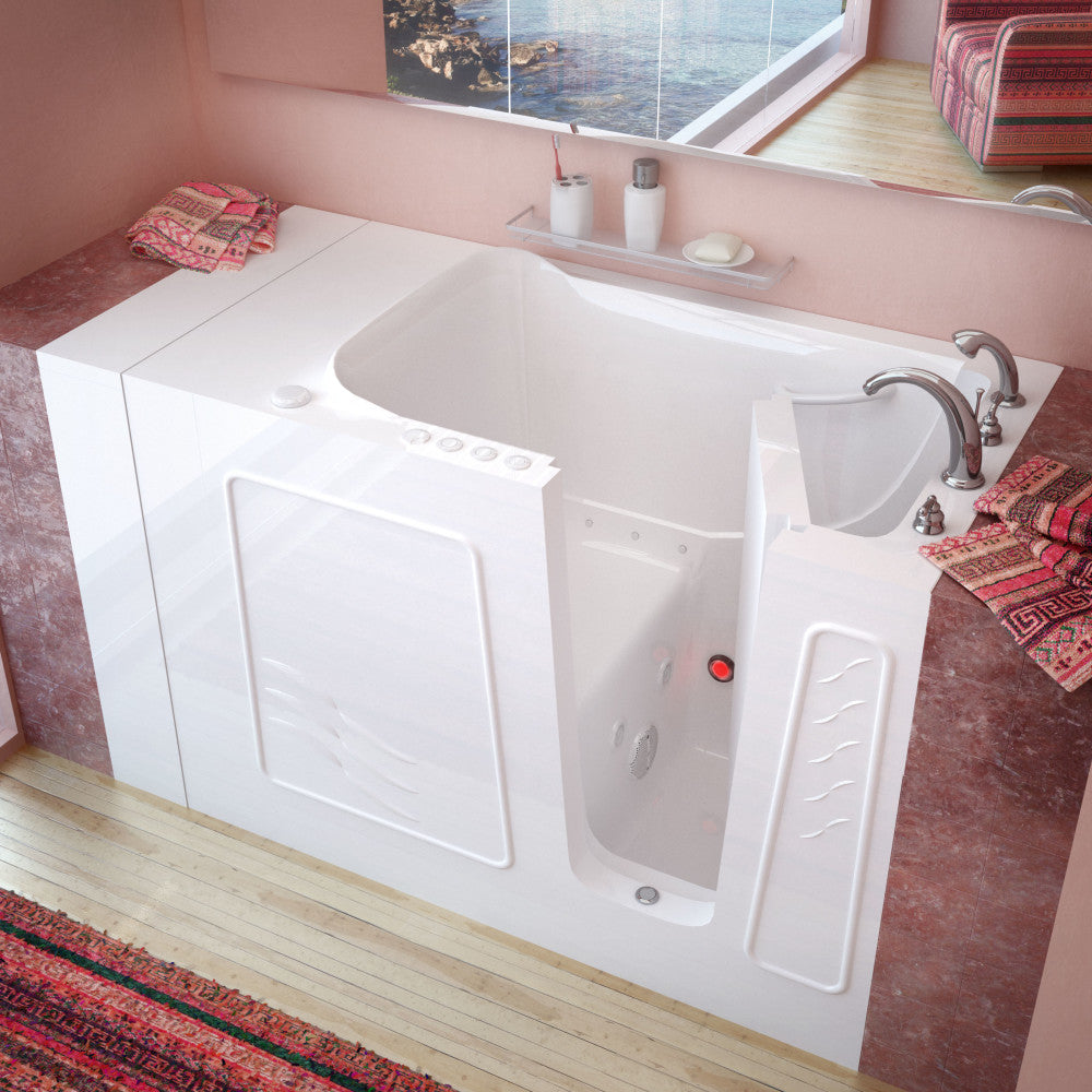MediTub 3053 Walk-In-Tub 30 x 53 Bathtub, Whirpool & Air Jets Add-Ons Walk-in-Tub MediTub Whirlpool & Air Jetted White Right