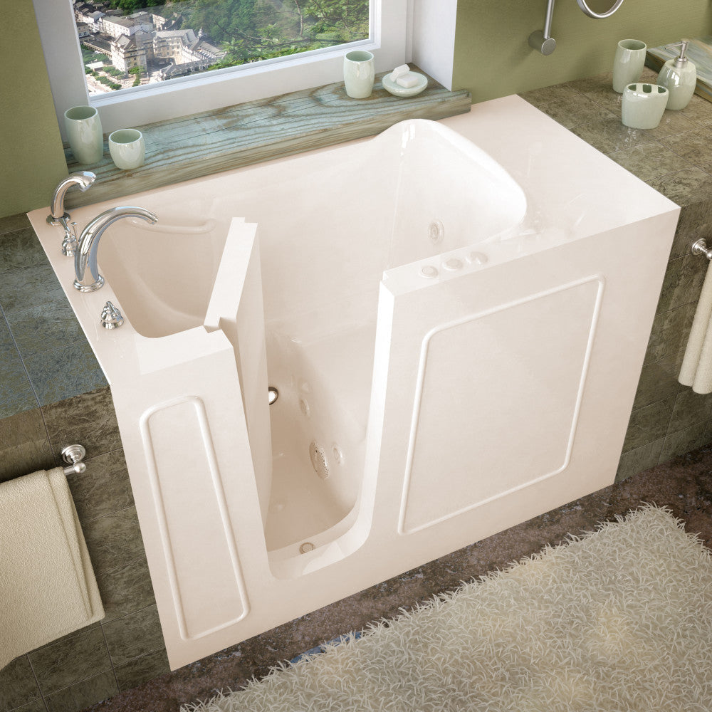 MediTub 2653 Walk-In-Tub 26 x 53 Bathtub, Whirpool & Air Jets Add-Ons Walk-in-Tub MediTub Whirlpool Jetted Biscuit Left
