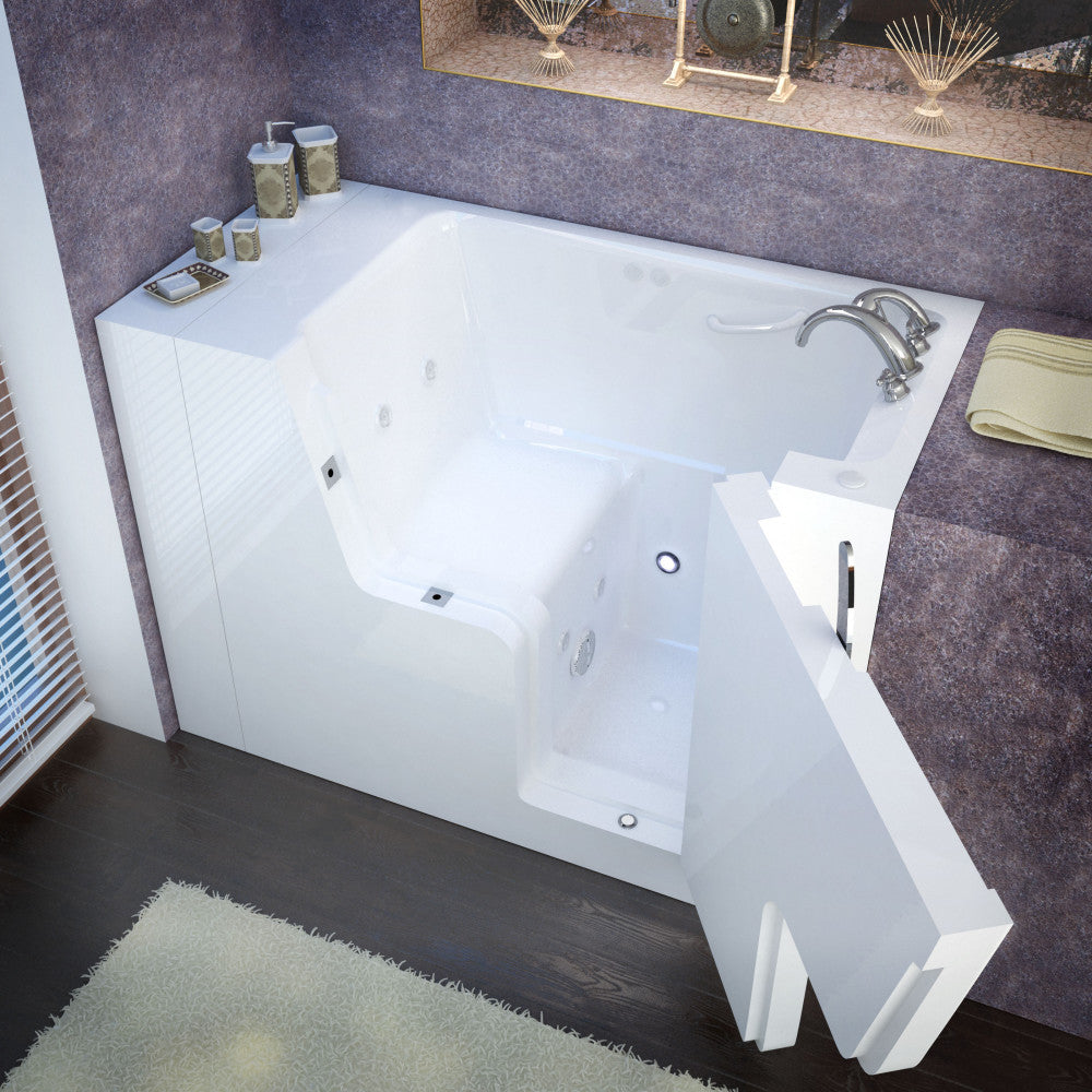 MediTub 2953WC Wheel Chair Accessible 29 x 53 White Bathtub, Whirpool & Air Jets Add-Ons Walk-in-Tub MediTub Whirlpool Jetted Right