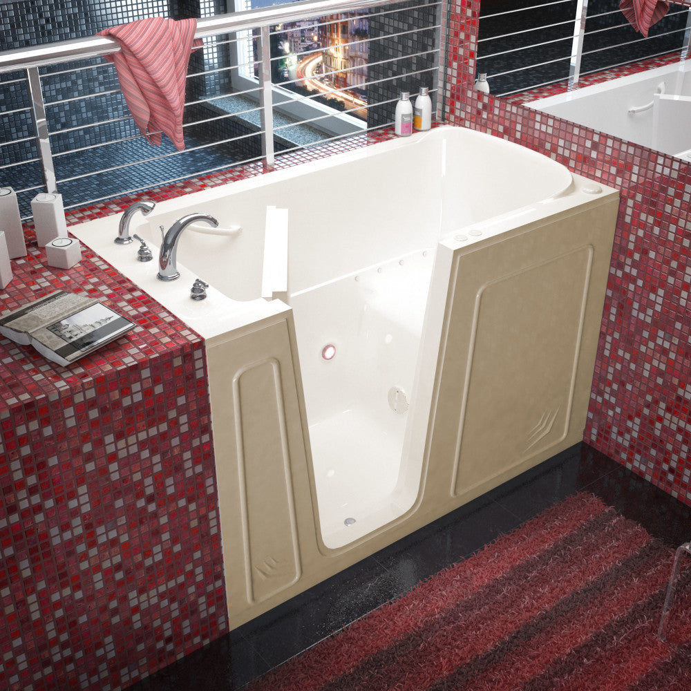 MediTub 3260 Walk-In-Tub 32 x 60 Bathtub, Whirpool & Air Jets Add-Ons Walk-in-Tub MediTub Air Jetted Biscuit Left