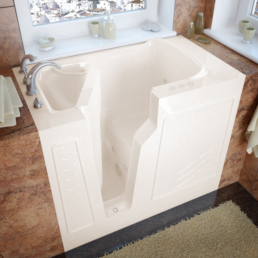 MediTub 2646 Walk-In-Tub 26 x 46 Bathtub Inward Swing Door, Whirpool & Air Jets Add-Ons Walk-in-Tub MediTub Whirlpool Jetted Biscuit Left