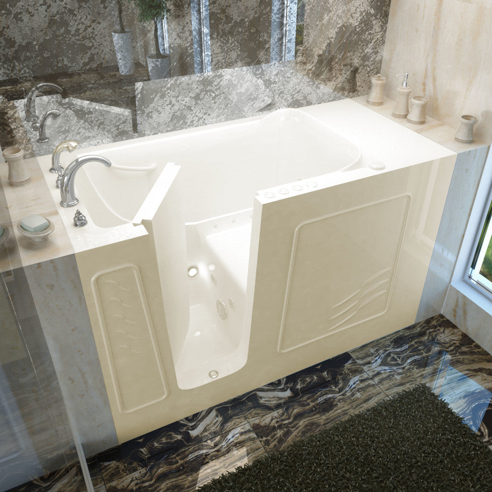 MediTub 3060WI Walk-In-Tub 30 x 60 Bathtub, Whirpool & Air Jets Add-Ons Walk-in-Tub MediTub Whirlpool & Air Jetted Biscuit Left