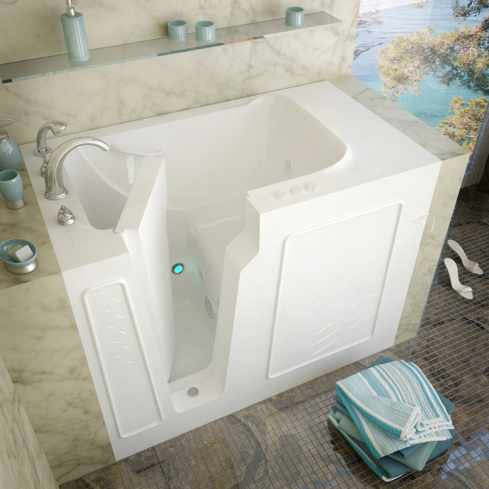 MediTub 2952 Walk-In-Tub 29 x 52 Bathtub, Whirpool & Air Jets Add-Ons Walk-in-Tub MediTub Whirlpool Jetted White Left