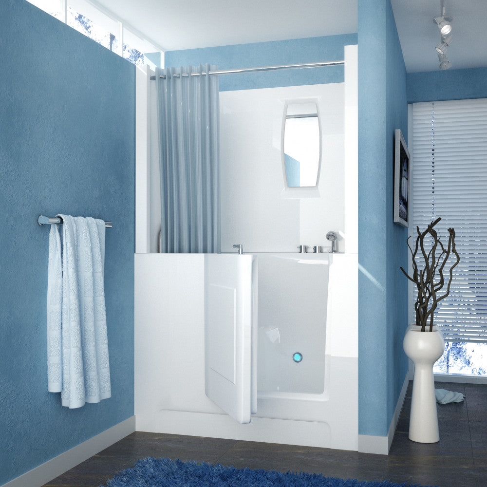 MediTub 2747 Walk-In-Tub 27 x 47 Right Drain White Bathtub Walk-in-Tub MediTub Air Jetted