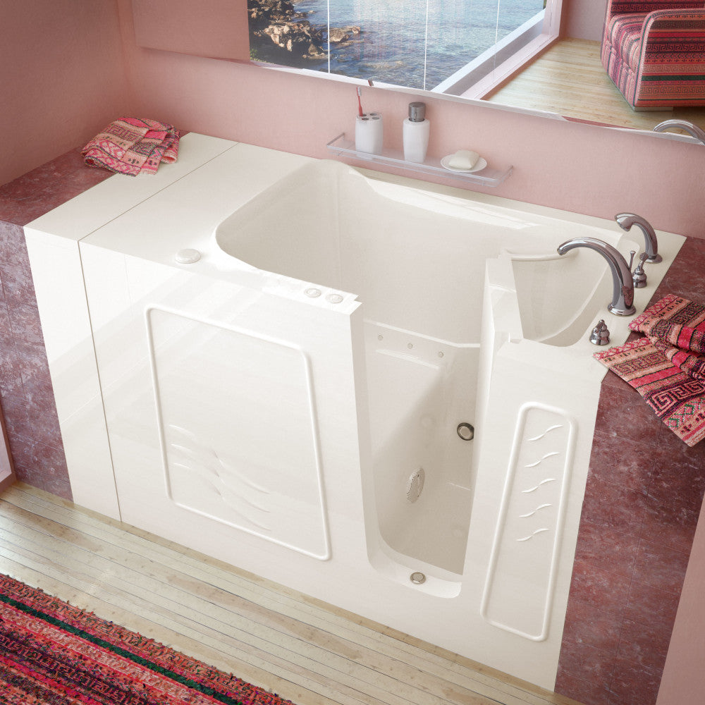 MediTub 3053 Walk-In-Tub 30 x 53 Bathtub, Whirpool & Air Jets Add-Ons Walk-in-Tub MediTub Air Jetted Biscuit Right