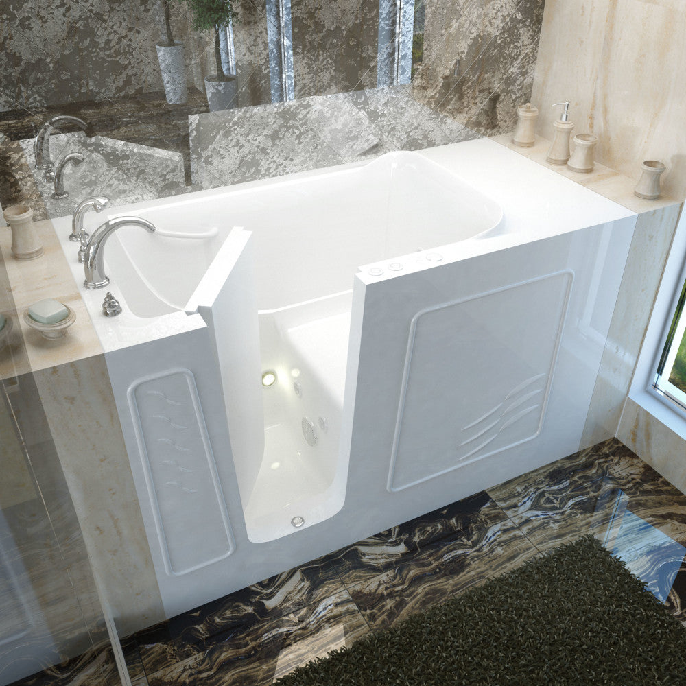 MediTub 3060WI Walk-In-Tub 30 x 60 Bathtub, Whirpool & Air Jets Add-Ons Walk-in-Tub MediTub Whirlpool Jetted White Left