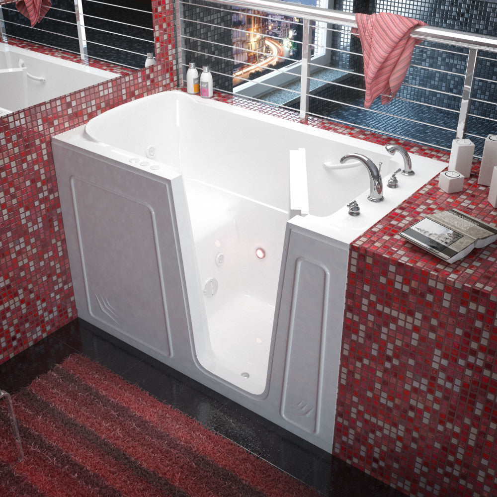 MediTub 3260 Walk-In-Tub 32 x 60 Bathtub, Whirpool & Air Jets Add-Ons Walk-in-Tub MediTub Whirlpool Jetted White Right