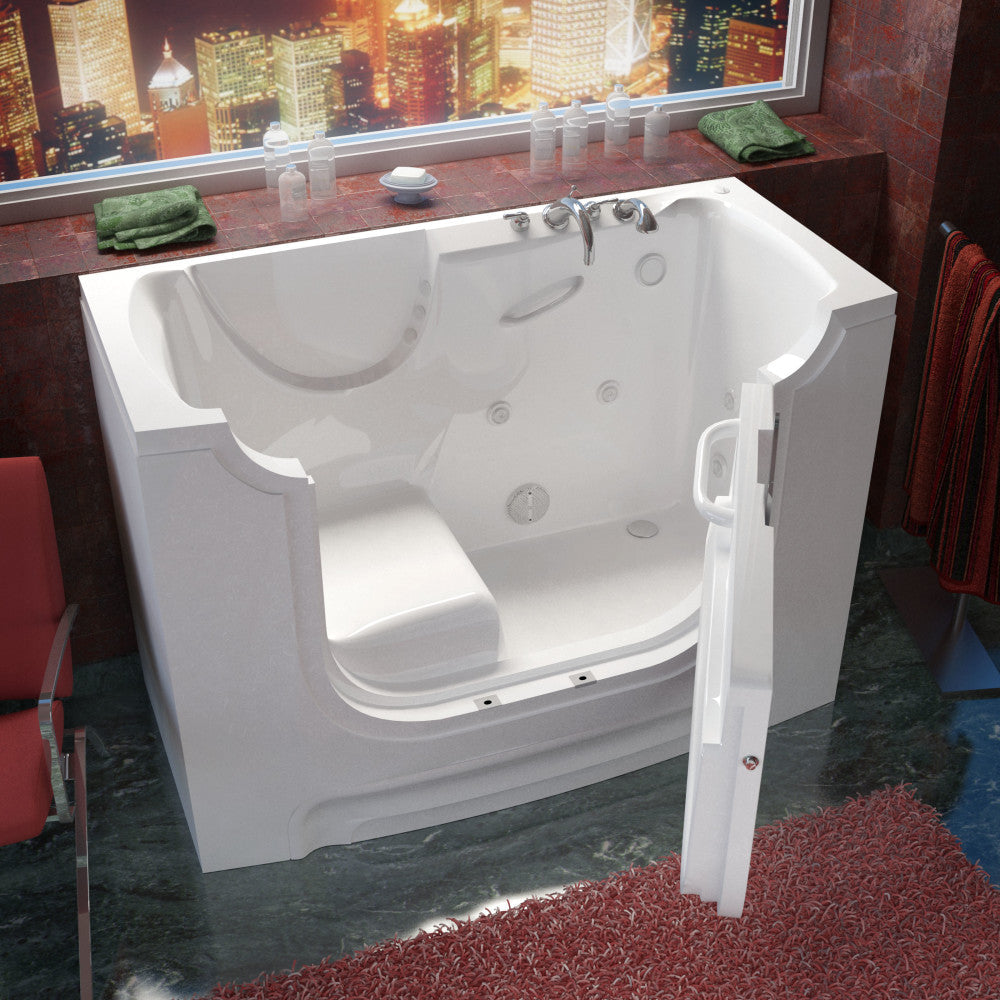 MediTub 3060WC Wheel Chair Accessible 30 x 60 White Bathtub, Whirpool & Air Jets Add-Ons Walk-in-Tub MediTub Whirlpool Jetted Right