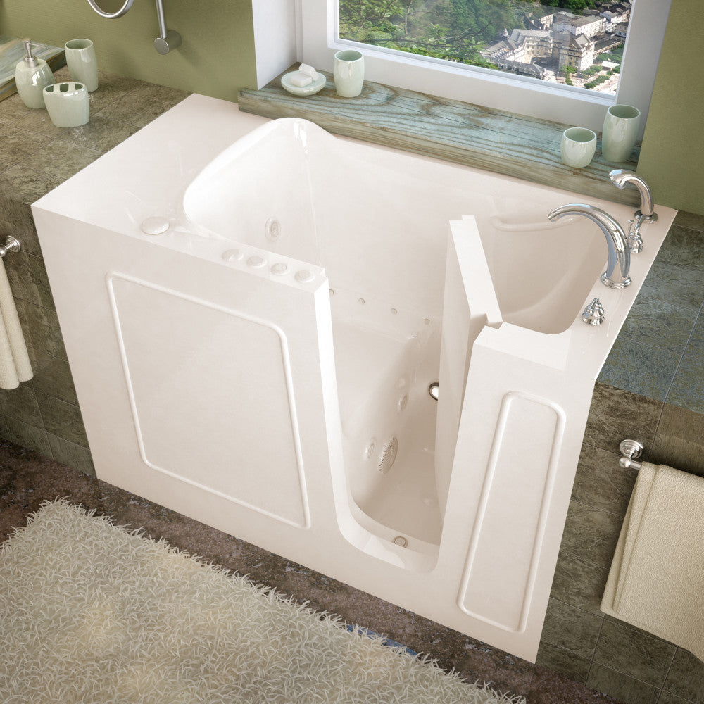 MediTub 2653 Walk-In-Tub 26 x 53 Bathtub, Whirpool & Air Jets Add-Ons Walk-in-Tub MediTub Whirlpool & Air Jetted Biscuit Right
