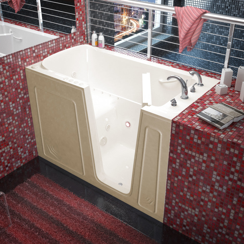 MediTub 3260 Walk-In-Tub 32 x 60 Bathtub, Whirpool & Air Jets Add-Ons Walk-in-Tub MediTub Whirlpool & Air Jetted Biscuit Right