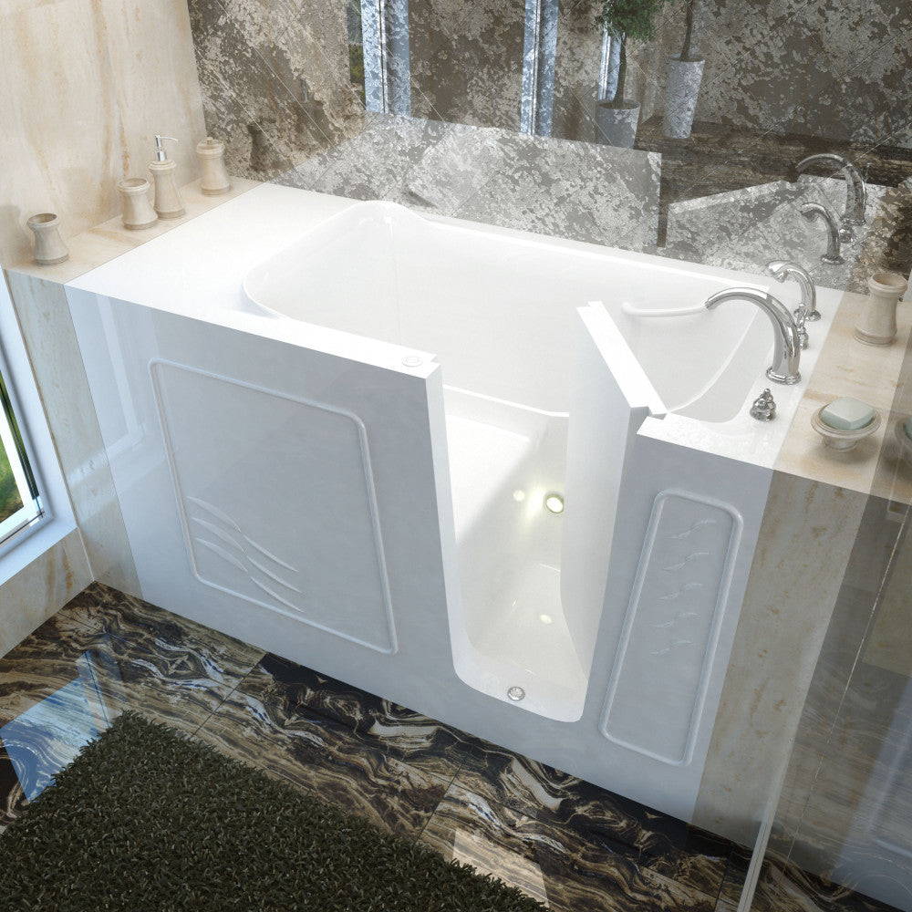 MediTub 3060WI Walk-In-Tub 30 x 60 Bathtub, Whirpool & Air Jets Add-Ons Walk-in-Tub MediTub Soaking White Right
