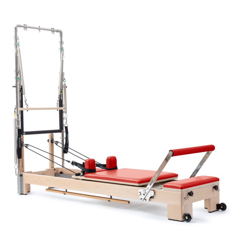 Elina Pilates Wooden Reformer Lignum With Tower Pilates Elina Pilates Red