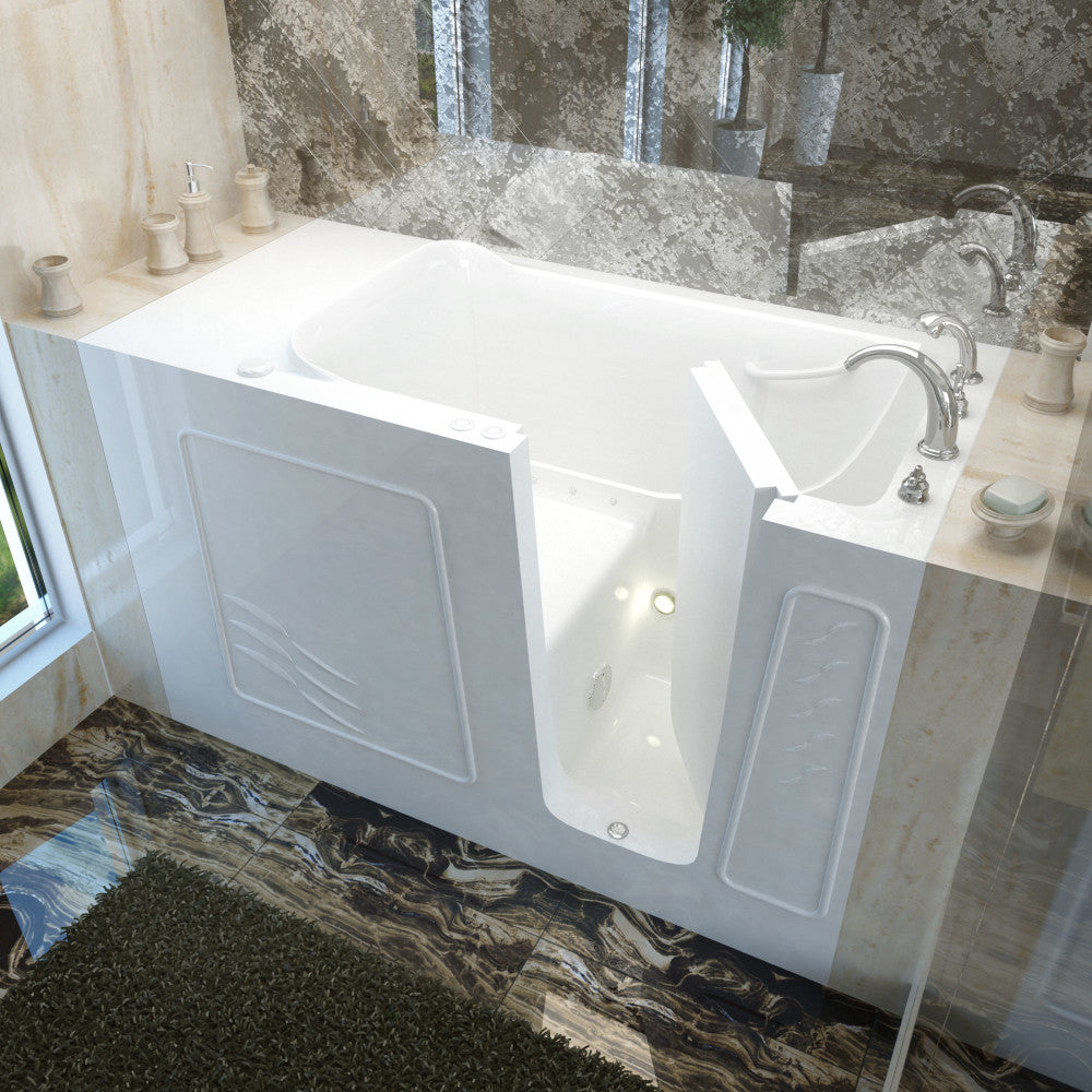 MediTub 3060WI Walk-In-Tub 30 x 60 Bathtub, Whirpool & Air Jets Add-Ons Walk-in-Tub MediTub Air Jetted White Right