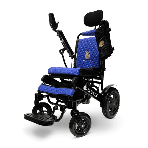 ComfyGo Majestic IQ-9000 Long Range Electric Wheelchair With Auto Recline Electric Wheelchair ComfyGo Black Blue 17.5 inches