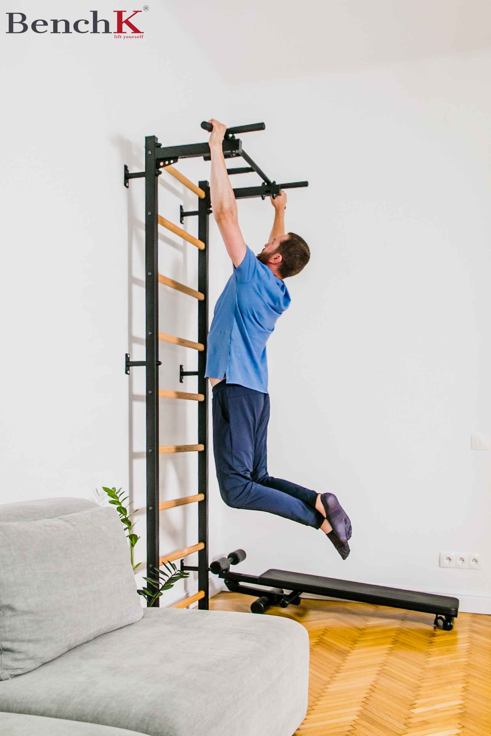 BenchK 721B + A076 Gymnastics Wall Bars with Accessories Fitness Bench K   