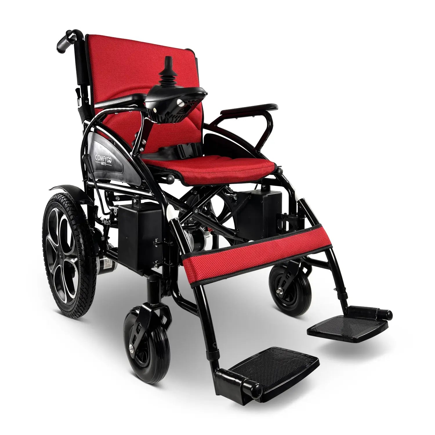 ComfyGo 6011 Folding Electric Wheelchair Electric Wheelchair ComfyGo Red 13 Miles Range (12AH Battery) 