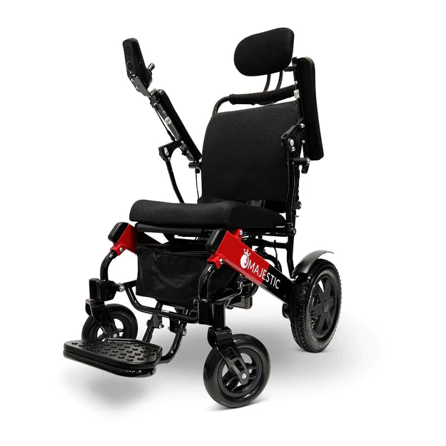 ComfyGo Majestic IQ-9000 Long Range Electric Wheelchair With Auto Recline Electric Wheelchair ComfyGo Black & Red Standard 17.5 inches