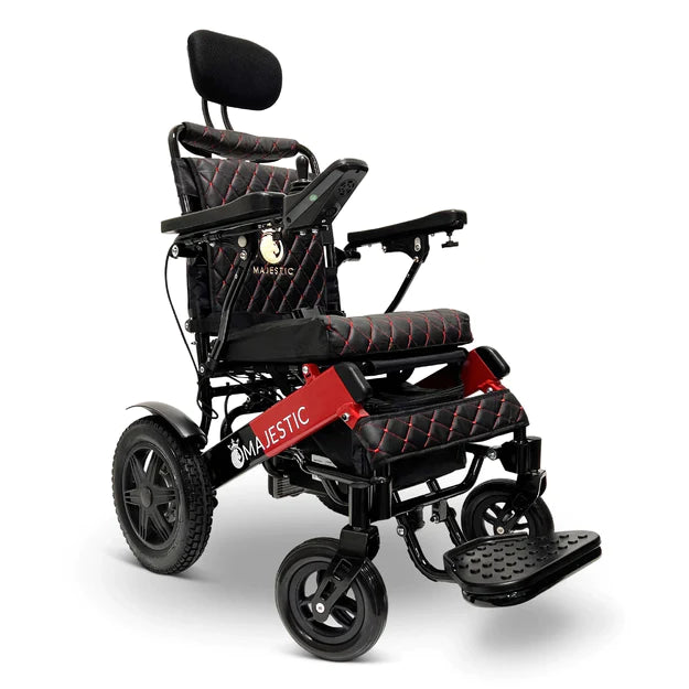 ComfyGo Majestic IQ-9000 Long Range Electric Wheelchair With Auto Recline Electric Wheelchair ComfyGo Black & Red Black 17.5 inches