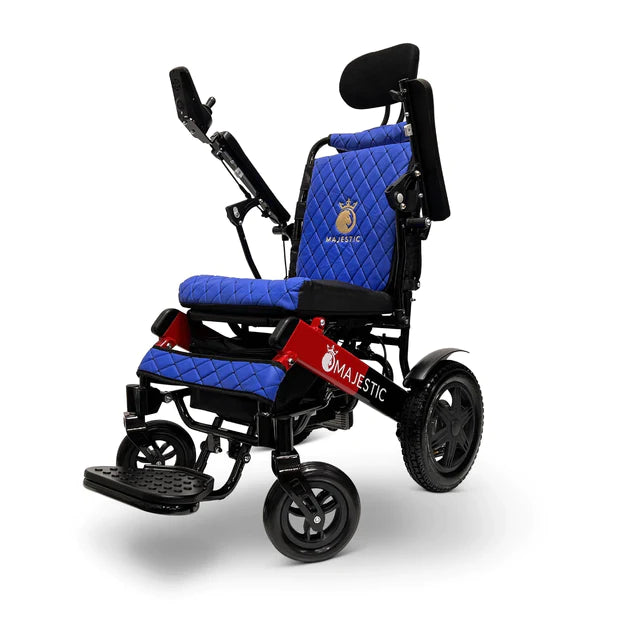 ComfyGo Majestic IQ-9000 Long Range Electric Wheelchair With Auto Recline Electric Wheelchair ComfyGo Black & Red Blue 17.5 inches