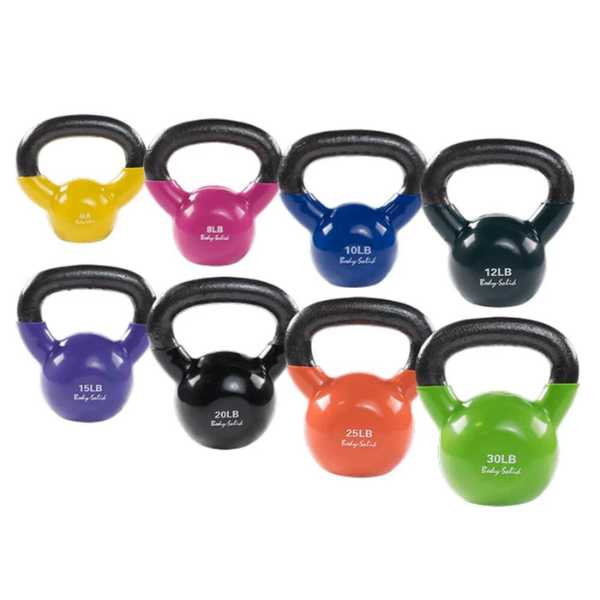 Body-Solid Vinyl Coated Kettlebell Sets KBVS Kettlebells Body-Solid 5-30lb Set (5lb Increments)