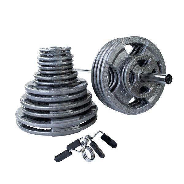 Body-Solid OST Cast Iron Grip Olympic Barbell + Weight Plate Sets Barbell/Weight Plate Package Body-Solid 300 LB Barbell Set