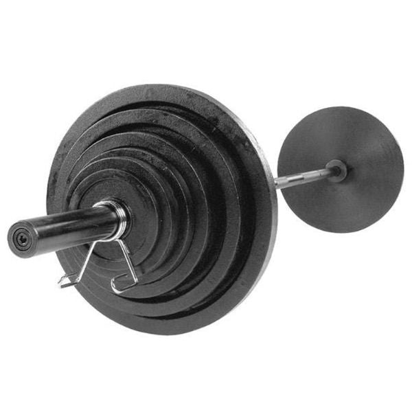 Body-Solid Cast Iron Olympic Weight Plate Barbell Sets Barbell/Weight Plate Package Body-Solid 400 Lb. Plate Set + Barbell 7' Chrome Bar