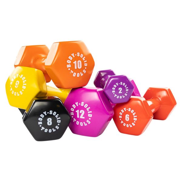 Body-Solid Tools BSTVD Vinyl Dumbbell Sets Body-Solid 1-10 LB Pairs (20 Dumbbells)