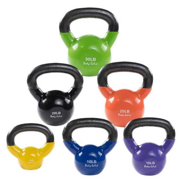 Body-Solid Vinyl Coated Kettlebell Sets KBVS Kettlebells Body-Solid 5-30lb Set (Every Bell)