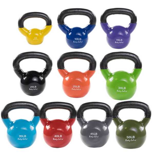 Body-Solid Vinyl Coated Kettlebell Sets KBVS Kettlebells Body-Solid 5-50lb Set (5lb Increments)